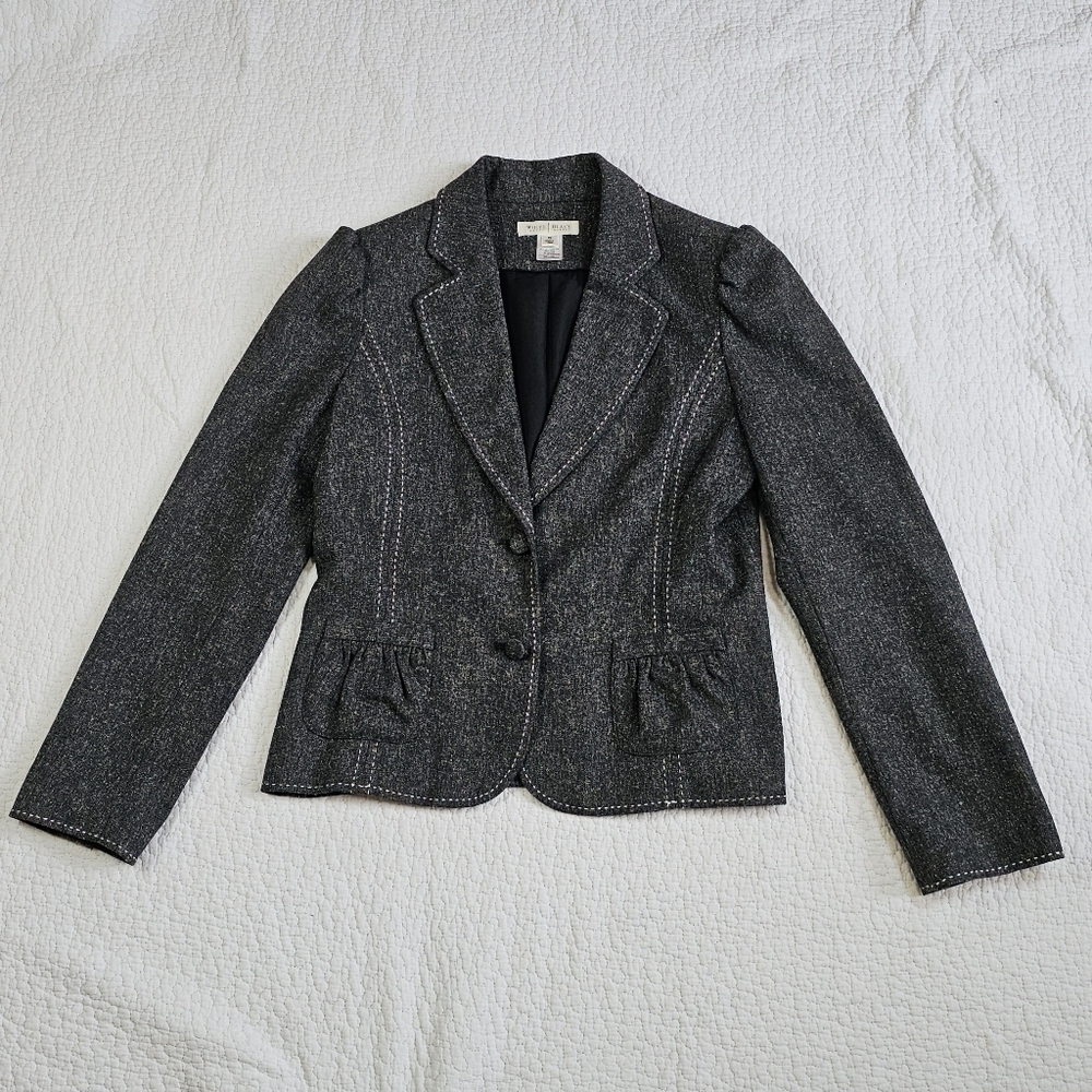 White House Black Market Gray Top Stitched Blazer
